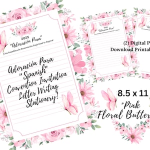 Spanish Jw Pink Floral Butterfly Letter Template | 2025  Adoracion Pura  Letter Writing Campaign | Digital Download (PDF) – Lined & Unlined