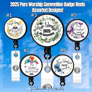 Porte-badge de la convention « Culte pur » JW 2025 – Lot de 5 fleurs assorties ou une pièce