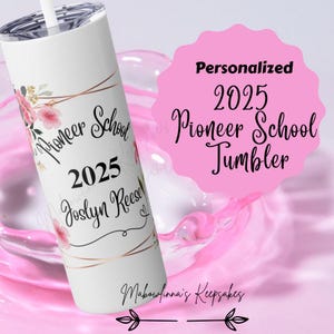 Jw 2025 Pioneer School - Gobelet skinny rose fleuri personnalisé avec nom et année scolaire Pioneer, cadeau de remise des diplômes Jw