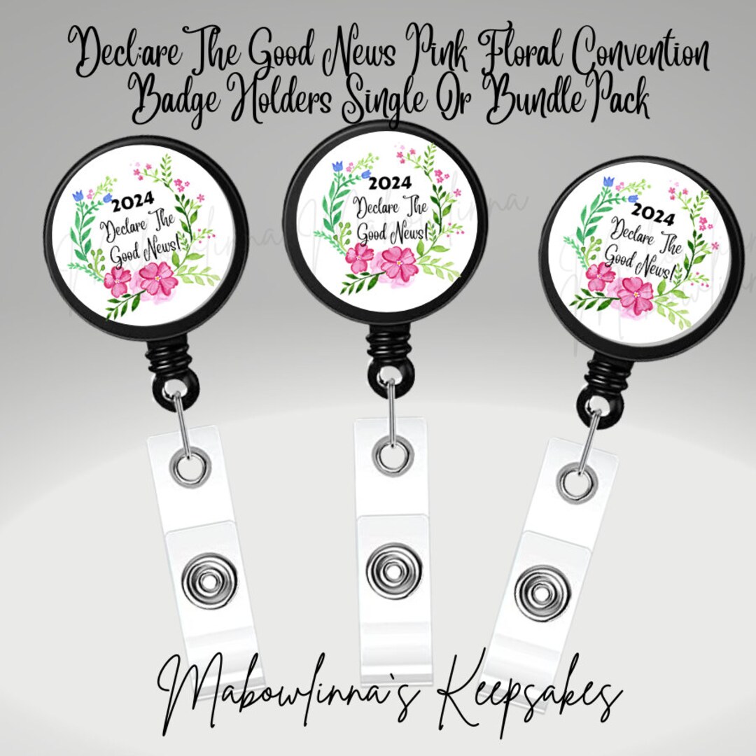 JW Convention Badge Holder Pink Floral 2024 declare the Good ...