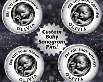 Personalisierte Baby-Sonogramm-Anstecknadeln / Brosche - Perfekte Geschenke für Eltern und Großeltern Babyparty Gender Reveal Parties