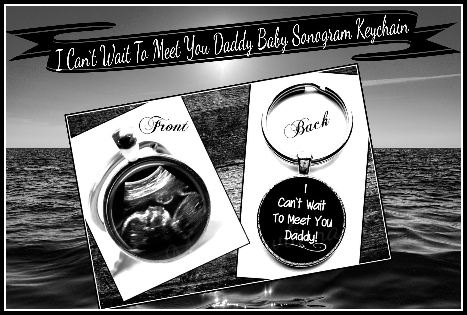 Ultrasound Photo Keychain I Cant Wait To Meet You Daddy! Baby Sonogra…