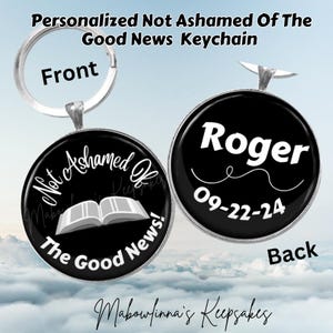 Personalized JW Keychain Baptism Gifts  &quot;Not Ashamed Of The Good News&quot;  Keyring Jw Convention & Assembly Gifts Black, White, Open Bible