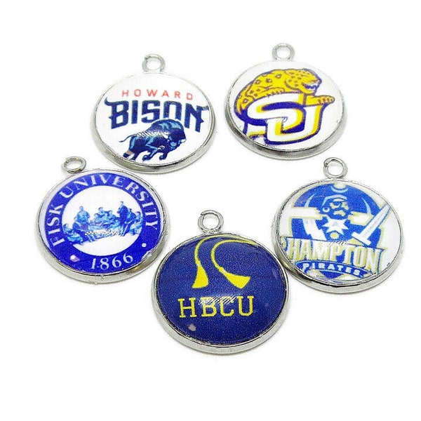 HBCU College Charms for Jewelry Making HBCU, Fisk, Southern, Howard, Hampton, Glass Charms 18mm (3/4 in.) Choose other options