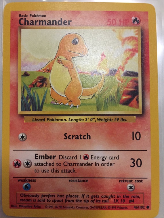 Items Similar To Charmander Pokemon Card 1st Edition 1995 On Etsy