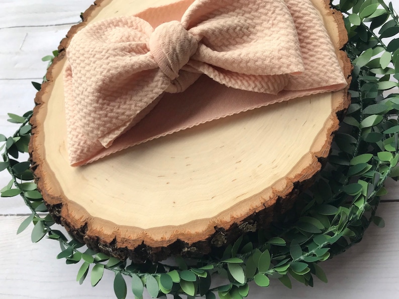 Stretchy Nude Waffle Head wrap Big Bows for Girls Infant Baby Bows Fall Bows Little Girl Bows Headbands /& Turbans