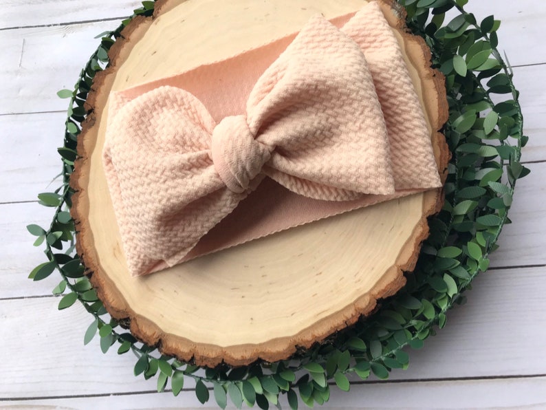 Stretchy Nude Waffle Head wrap Big Bows for Girls Infant Baby Bows Fall Bows Little Girl Bows Headbands /& Turbans