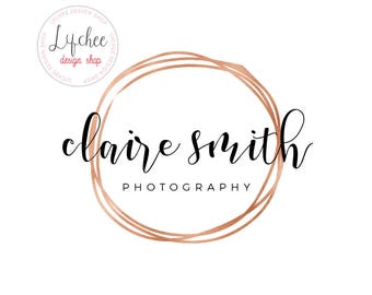 pre made rose gold foil circle logo design template rose etsy