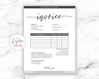 invoice template etsy