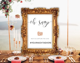 Printable Hashtag Wedding Sign 8x10 | Editable Social Media Wedding Poster DIY | Premade Photoshop Template PSD | Instant Download