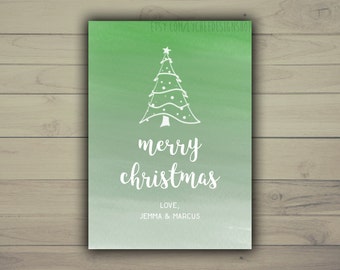 Plantilla imprimible de tarjeta de Feliz Navidad 5x7 / Editable Holiday Watercolor Ombre Photo Card / Photoshop template PSD / INSTANT DOWNLOAD