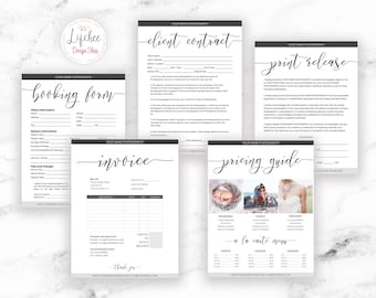 Photography Form Template Set  | Photography Marketing Bundle | Photography Pricing List Booking Form Invoice PSD Template INSTANT DOWNLOAD