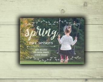 Rustic Spring Mini Session Digital Template 7x5 card | Photographer Marketing Board Booking Ad Photoshop Template PSD | INSTANT DOWNLOAD