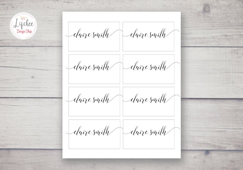 Printable Wedding Name Card Template | Calligraphy Script Lettering ...