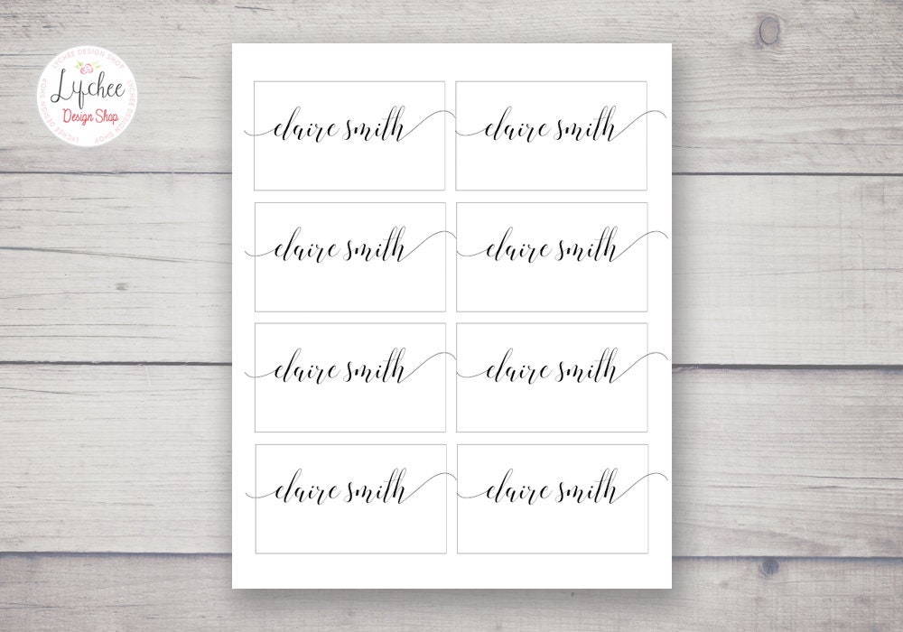 Printable Wedding Name Card Template | Calligraphy Script Lettering ...