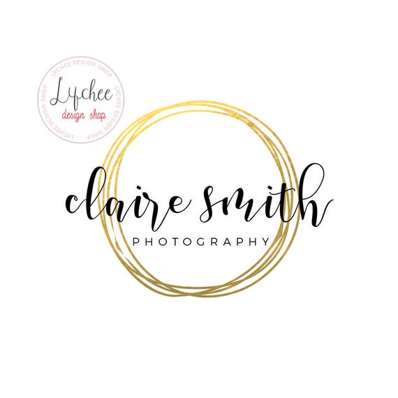 Pre Made Gold Foil Circle Logo Design Template Gold Overlay Etsy