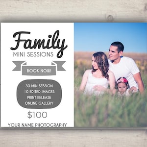 Familie Mini Session Digitale Vorlage 7x5 Karte | Mommy and Me Mini Session Buchungsanzeige | Photoshop Vorlage PSD SOFORT DOWNLOAD