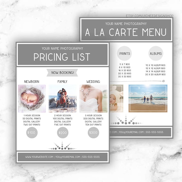 Psd Price List Template Etsy