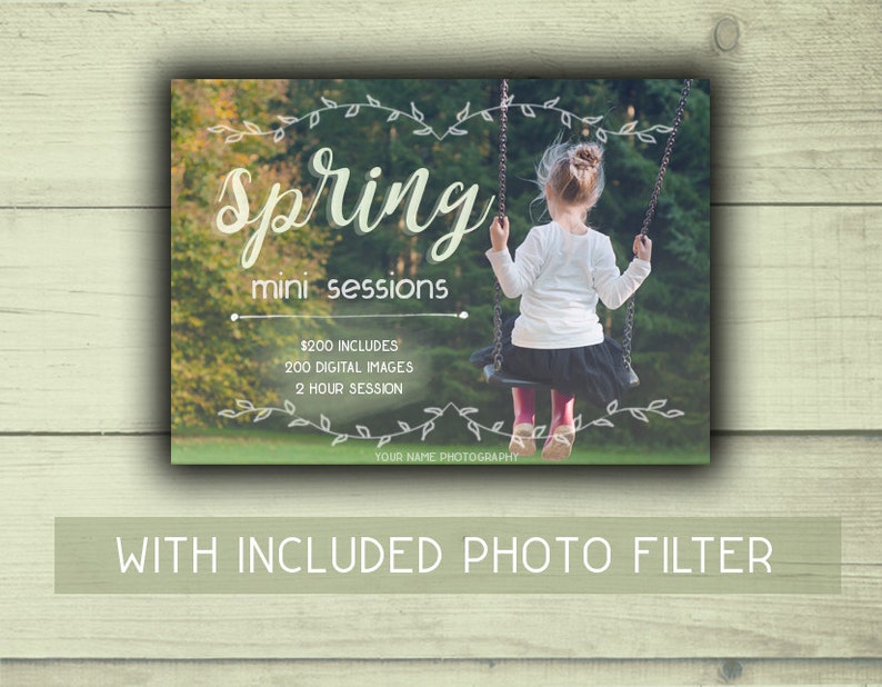 Rustic Spring Mini Session Digital Template 7x5 Card | Photographer ...
