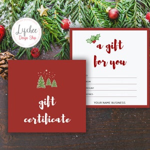 Druckbare Weihnachtsbaum Aquarell Geschenk Vorlage | Bearbeitbare Weihnachten Geschenkkarte Microsoft Word Vorlage INSTANT DOWNLOAD