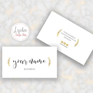 Hojas de lámina de oro Plantilla de tarjeta de visita 3.5x2 / Logotipo de hoja de oro Diseño de tarjeta de visita imprimible Plantilla de Photoshop PSD DESCARGA INSTANTÁNEA