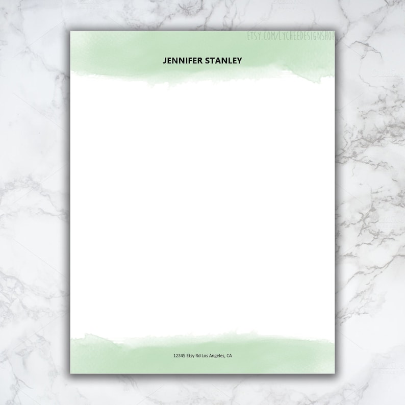 Carta Intestata Dellacquerello Design Digitale Modello Pre Fatto Carta Intestata Digitale Modificabile Modello Di Stampabile Microsoft Word Docx