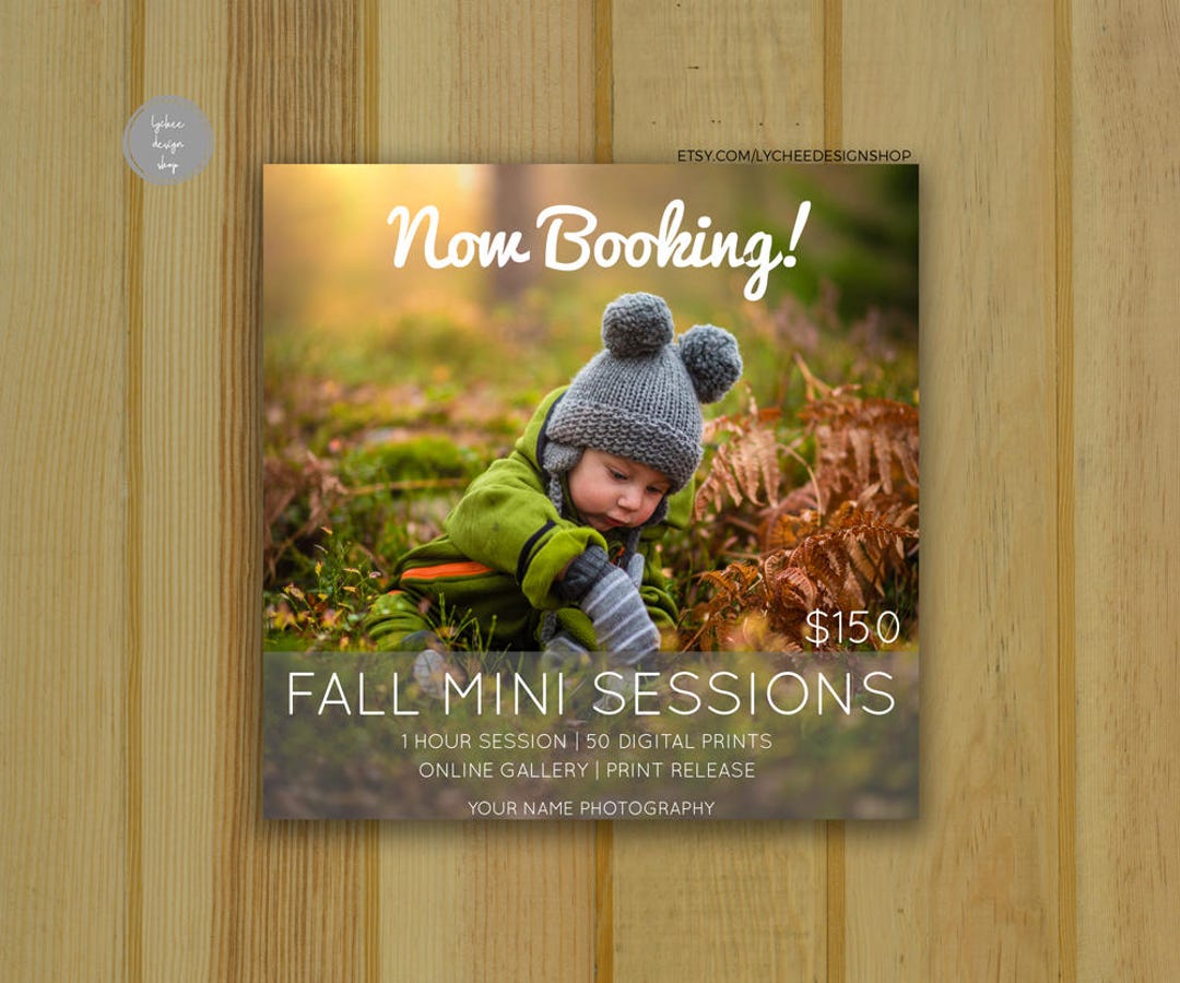 Fall Mini Session Digital Template 5x5 Card | Fall Photography ...