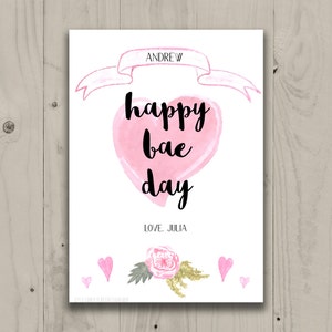 Happy Valentine&#39;s Day Card Digital Template - Happy Bae Day Card Vday Photoshop template PSD * INSTANT DOWNLOAD *