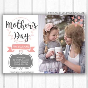 Muttertag Mini Sitzung Digitale Vorlage 7x5 Karte | Mommy and Me Mini Session Buchungsanzeige | Photoshop Vorlage PSD SOFORT DOWNLOAD