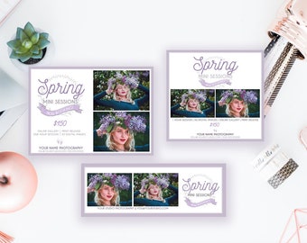 Spring Mini Session Digital Template Set | Easter Mini Sessions Marketing Bundle | Photoshop Template PSD INSTANT DOWNLOAD