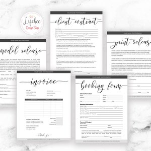 Photography Form Template Set  | Photography Marketing Bundle | Photography Contract Booking Form Invoice PSD Template INSTANT DOWNLOAD