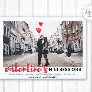 Valentine's Day Mini Session Digital Template 7x5 card | Photographer Marketing Booking Ad | Photoshop Template PSD INSTANT DOWNLOAD