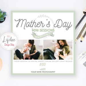 Muttertag Mini Sitzung Quadratische Digitale Vorlage 5x5 Karte | Mommy and Me Mini Sessions Buchungsanzeige | Photoshop Vorlage PSD SOFORT DOWNLOAD