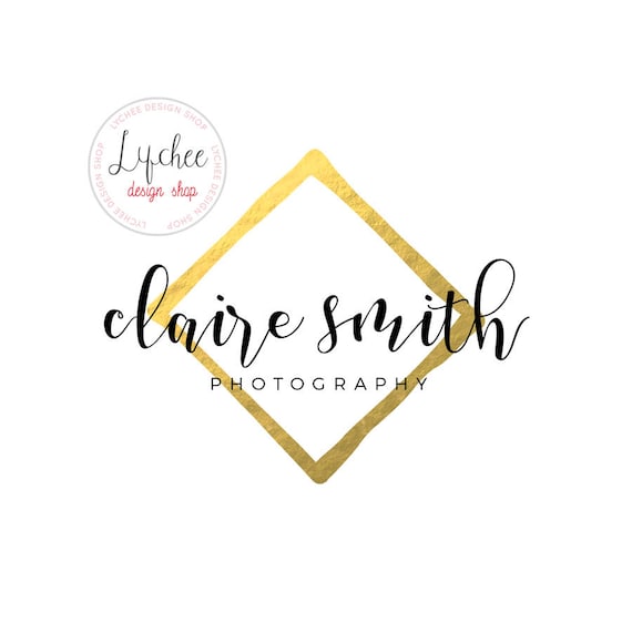 Pre Made Gold Foil Diamond Logo Design Template Gold Overlay Etsy