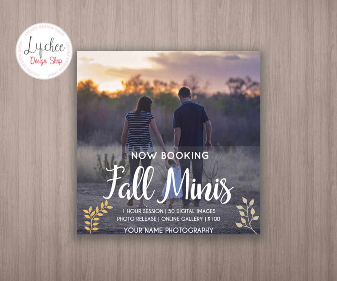 Fall Mini Session Digital Template 5x5 Card | Fall Photography ...