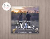 Fall Mini Session Digital Template 5x5 card | Fall Photography Marketing Template Booking Ad | Photoshop Template PSD INSTANT DOWNLOAD