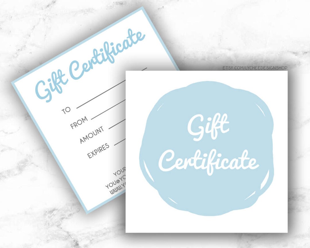 Printable Gift Certificate Template 5x5 | Editable Photography Studio ...