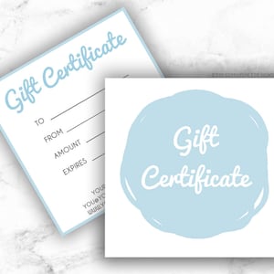 Printable Gift Certificate Template 5x5 | Editable Photography Studio Gift Card design | Photoshop template PSD | INSTANT DOWNLOAD