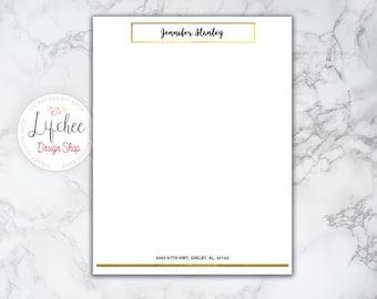 Gold Foil Letterhead Design Digital Template | Pre-made Editable Digital Letterhead | Printable Microsoft Word DOCX Template