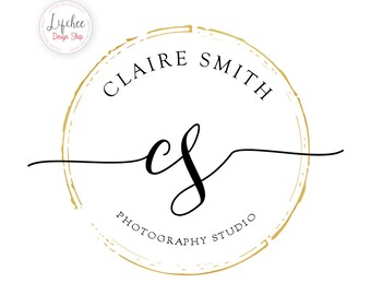 Pre-made Gold Foil Circle Logo Design Template | Gold Overlay Circular Watermark Design Photoshop PSD Template | INSTANT DOWNLOAD