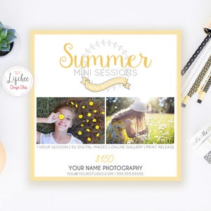 Sommer Mini Session Digital Template Set Sommer Mini Sessions Social Media Marketing Bundle Photoshop Vorlage PSD SOFORT DOWNLOAD Bild 4