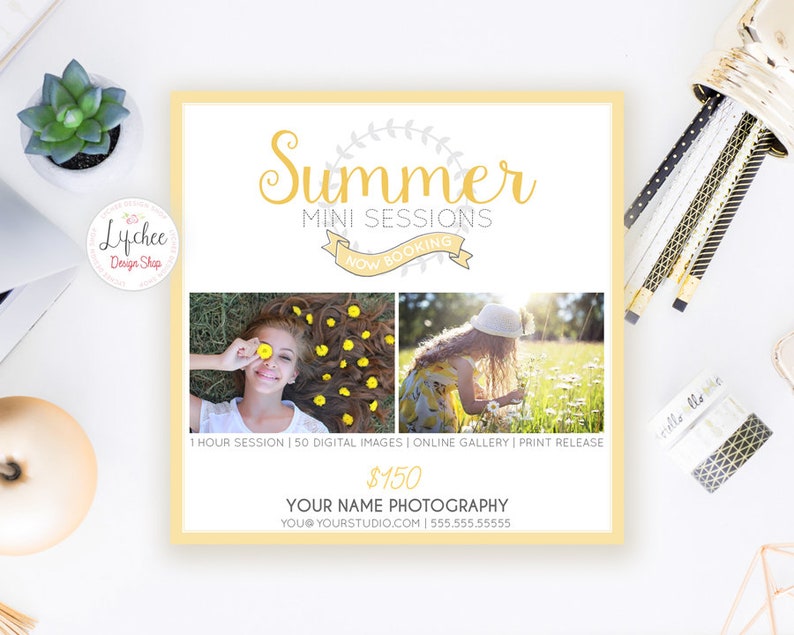 Sommer Mini Session Digital Template Set Sommer Mini Sessions Social Media Marketing Bundle Photoshop Vorlage PSD SOFORT DOWNLOAD Bild 4