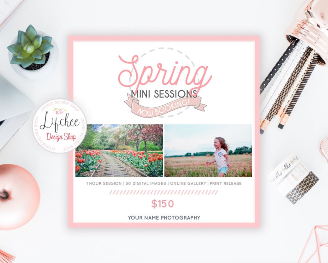 Spring Mini Session Digital Template 5x5 Card | Photographer Easter ...