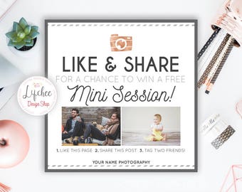 Rose Gold Social Media Giveaway 5x5 Square Contest Flyer Template | Like and Share Instagram Photography Promotion | Photoshop PSD Template