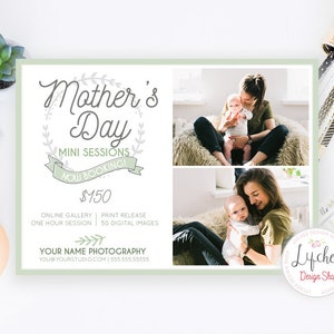 Muttertag Mini Sitzung Digitale Vorlage 7x5 Karte | Mommy and Me Mini Sessions Buchungsanzeige | Photoshop Vorlage PSD SOFORT DOWNLOAD