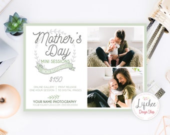 Mother's Day Mini Session Digital Template 7x5 card | Mommy and Me Mini Sessions Booking Ad | Photoshop Template PSD INSTANT DOWNLOAD