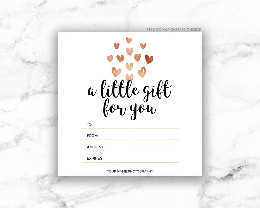 A Gift for You FITNESS Template, Rose Gold Workout Gift Certifcate