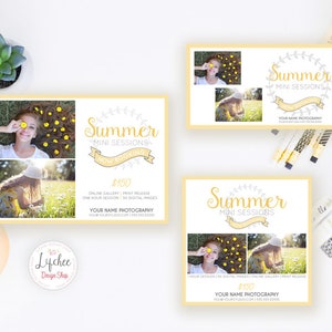 Summer Mini Session Digital Template Set | Summer Mini Sessions Social Media Marketing Bundle | Photoshop Template PSD INSTANT DOWNLOAD