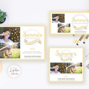 Sommer Mini Session Digital Template Set Sommer Mini Sessions Social Media Marketing Bundle Photoshop Vorlage PSD SOFORT DOWNLOAD Bild 1