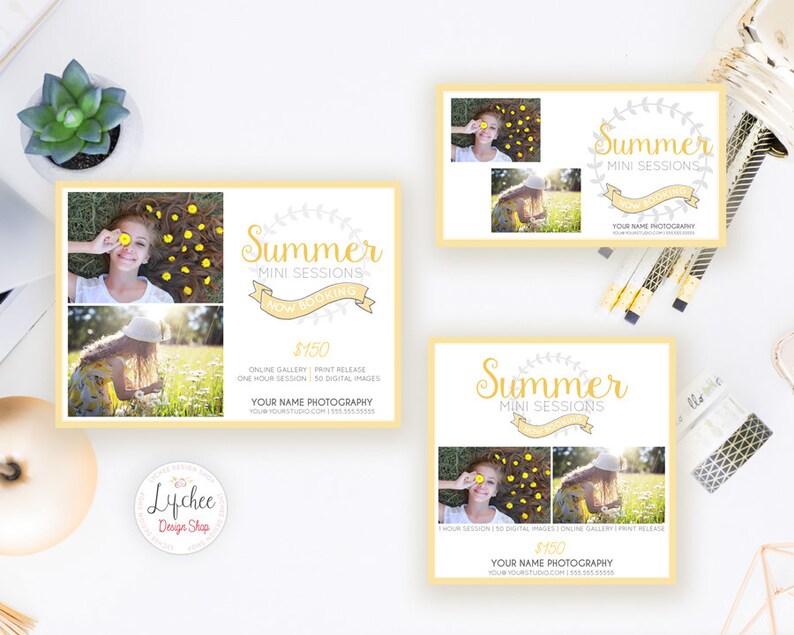 Sommer Mini Session Digital Template Set Sommer Mini Sessions Social Media Marketing Bundle Photoshop Vorlage PSD SOFORT DOWNLOAD Bild 1